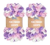 JubileeYarn Fun Finger Loops Lot de 2 pelotes de fil en polyester 100 g Violet/rose/blanc