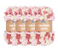 JubileeYarn Fun Finger Loops Lot de 4 écheveaux de fil de polyester, taille géante, 100 g/écheveau, Athéna