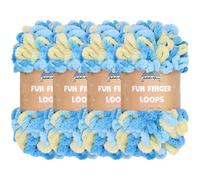 JubileeYarn Fun Finger Loops Lot de 4 écheveaux de fil de polyester, taille géante, 100 g/écheveau, Tyché