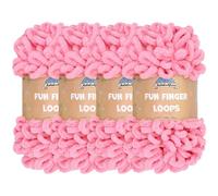 JubileeYarn Fun Finger Loops Lot de 4 écheveaux de fil en polyester 100 g/écheveau Rose
