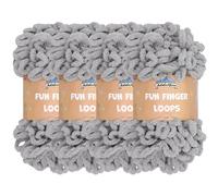 JubileeYarn Fun Finger Loops Lot de 4 écheveaux de fil en polyester 100 g Gris clair