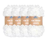 JubileeYarn Fun Finger Loops Lot de 4 écheveaux de fil en polyester, taille géante, 100 g/écheveau, blanc
