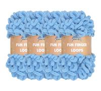 JubileeYarn Fun Finger Loops - Lot de 4 écheveaux de fil en polyester taille géante, 100 g/écheveau, bleu clair (Maritime Blue)