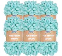 JubileeYarn Fun Finger Loops Lot de 6 écheveaux de fil en polyester, taille jumbo, 100 g/écheveau, bleu
