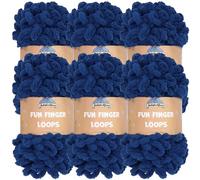 JubileeYarn Fun Finger Loops Lot de 6 écheveaux de fil en polyester, taille jumbo, 100 g/écheveau, bleu marine