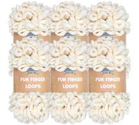 JubileeYarn Fun Finger Loops Lot de 6 écheveaux de fil en polyester, taille jumbo, 100 g/écheveau, ivoire