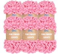 JubileeYarn Fun Finger Loops Lot de 6 écheveaux de fil en polyester, taille jumbo, 100 g/écheveau, rose (Tickled Pink)