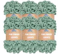 JubileeYarn Fun Finger Loops Lot de 6 écheveaux de fil en polyester, taille jumbo, 100 g/écheveau, vert (Hunter)