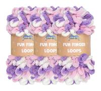 JubileeYarn Fun Finger Loops Pelote de laine Violet Rose Blanc 100 g