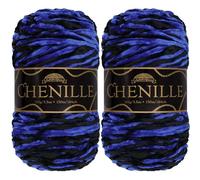 JubileeYarn Lot 2 écheveaux de fil chenille à crochet et à tricoter, en poids peigné, velours multicolore varié, 100 g/écheveau, Atlantis