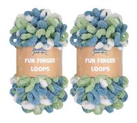 JubileeYarn Lot de 2 écheveaux de fil à boucles de doigts en polyester Jumbo 100 g/écheveau Multicolore Bleu Vert