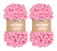 JubileeYarn Lot de 2 écheveaux de fil à boucles de doigts en polyester Jumbo 100 g/écheveau Rose chatouillé