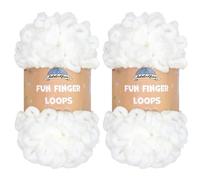 JubileeYarn Lot de 2 écheveaux de fil à boucles de doigts en polyester Jumbo Blanc 100 g
