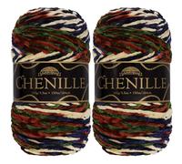 JubileeYarn Lot de 2 écheveaux de fil chenille à crochet et à tricoter, en poids peigné, velours multicolore varié, 100 g/écheveau, Shangri-La