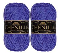 JubileeYarn Fil chenille - Poids peigné - 100 g/écheveau - Bleu égyptien - Velours ardoise foncé et myrtille - Fil à crochet et à tricoter - 2 écheveaux