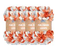 JubileeYarn Lot de 4 écheveaux de fil à boucles de doigts en polyester Jumbo 100 g/écheveau