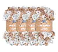 JubileeYarn Lot de 4 écheveaux de fil à boucles de doigts en polyester Jumbo 100 g/écheveau