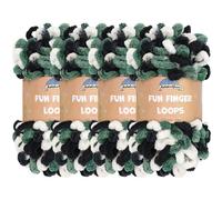 JubileeYarn Lot de 4 écheveaux de fil à boucles de doigts en polyester Jumbo 100 g/écheveau Blanc Noir Vert