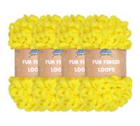JubileeYarn Lot de 4 écheveaux de fil à boucles de doigts en polyester Jumbo 100 g/écheveau Limoncello