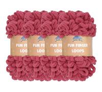 JubileeYarn Lot de 4 écheveaux de fil à boucles de doigts en polyester Jumbo 100 g/écheveau Marron poudré