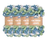 JubileeYarn Lot de 4 écheveaux de fil à boucles de doigts en polyester Jumbo 100 g/écheveau Multicolore Bleu Vert