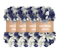 JubileeYarn Lot de 4 écheveaux de fil à boucles de doigts en polyester Jumbo 100 g/écheveau Multicolore Gris marine