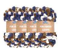 JubileeYarn Lot de 4 écheveaux de fil à boucles de doigts en polyester Jumbo Couleurs Team Spirit 100 g/écheveau Doré Bleu marine Blanc