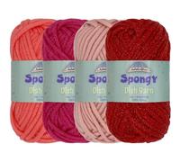 JubileeYarn Lot de 4 écheveaux de fil à vaisselle en nylon peigné, 50 g/écheveau, nuances de rouge,