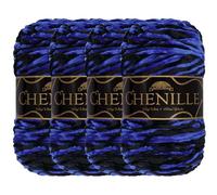 JubileeYarn Lot de 4 écheveaux de fil chenille - Poids peigné - 100 g/écheveau - Atlantis