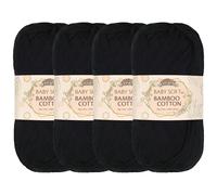 JubileeYarn Lot de 4 écheveaux de fil de bambou doux pour bébé Noir