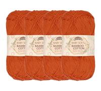 JubileeYarn Lot de 4 écheveaux de fil de bambou doux pour bébé Orange brûlé