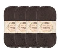 JubileeYarn Lot de 4 écheveaux de fil de coton en bambou doux pour bébé Marron foncé 50 g