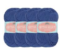 JubileeYarn Lot de 4 écheveaux de fil en coton - 50 g/pelote de poids sport - Bleu dynastie