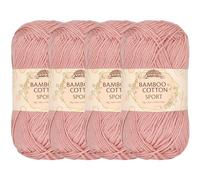 JubileeYarn Lot de 4 écheveaux de fil en coton de bambou 4 plis 50 g