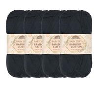 JubileeYarn Lot de 4 écheveaux de fil en coton de bambou doux pour bébé Gris foncé 50 g