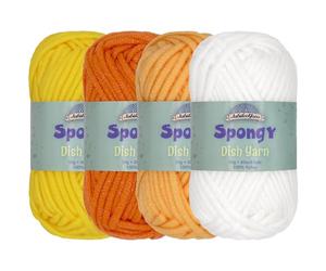 JubileeYarn Lot de 4 écheveaux de fil spongieux Jaune | Torchon épais en nylon 50 g