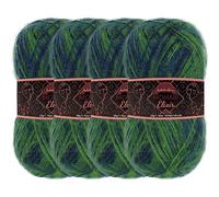 JubileeYarn Lot de 4 écheveaux de laine en mohair Elixir 50 g/pelote de laine pour bébé Bleu lagon