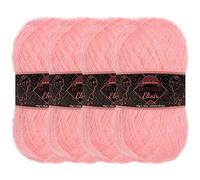 JubileeYarn Lot de 4 pelotes de fil en mohair Elixir, 50 g/pelote, mélange de laine pour bébé, rose du désert