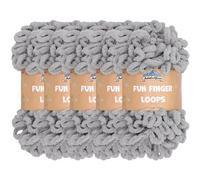 JubileeYarn Lot de 5 écheveaux de fil à boucles de doigts en polyester Jumbo 100 g/écheveau Gris clair