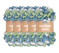 JubileeYarn Lot de 5 écheveaux de fil à boucles de doigts en polyester Jumbo 100 g/écheveau Multicolore Bleu Vert