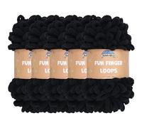 JubileeYarn Lot de 5 écheveaux de fil à boucles de doigts en polyester Jumbo 100 g/écheveau Noir