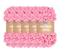 JubileeYarn Lot de 5 écheveaux de fil à boucles de doigts en polyester Jumbo 100 g/écheveau Rose chatouillé