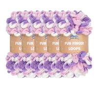 JubileeYarn Lot de 5 écheveaux de fil à boucles de doigts en polyester Jumbo 100 g/écheveau Violet Rose Blanc