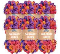 JubileeYarn Lot de 6 écheveaux de fil à boucles de doigts en polyester 100 g