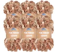 JubileeYarn Lot de 6 écheveaux de fil à boucles de doigts en polyester Jumbo 100 g/écheveau Asteria