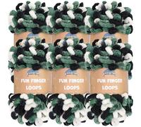 JubileeYarn Lot de 6 écheveaux de fil à boucles de doigts en polyester Jumbo 100 g/écheveau Blanc Noir Vert