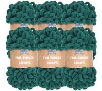 JubileeYarn Lot de 6 écheveaux de fil à boucles de doigts en polyester Jumbo 100 g/écheveau Jade