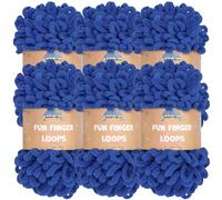 JubileeYarn Lot de 6 écheveaux de fil à boucles de doigts en polyester Jumbo 100 g/écheveau Mer Turque