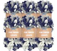 JubileeYarn Lot de 6 écheveaux de fil à boucles de doigts en polyester Jumbo 100 g/écheveau Multicolore Gris marine