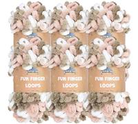 JubileeYarn Lot de 6 écheveaux de fil à boucles de doigts en polyester Jumbo 100 g/écheveau Rose Marron Blanc